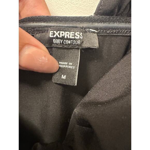 Express Medium Black One Shoulder Contour Compression Twist Front Bodysuit - Picture 5 of 7